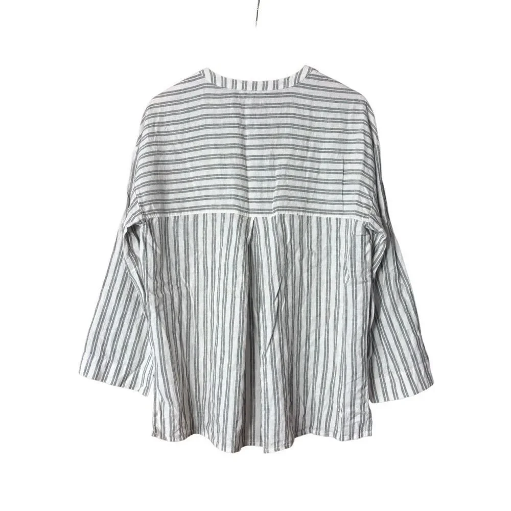 Madewell Linen-Blend Lakeline Popover Shirt distant grove new